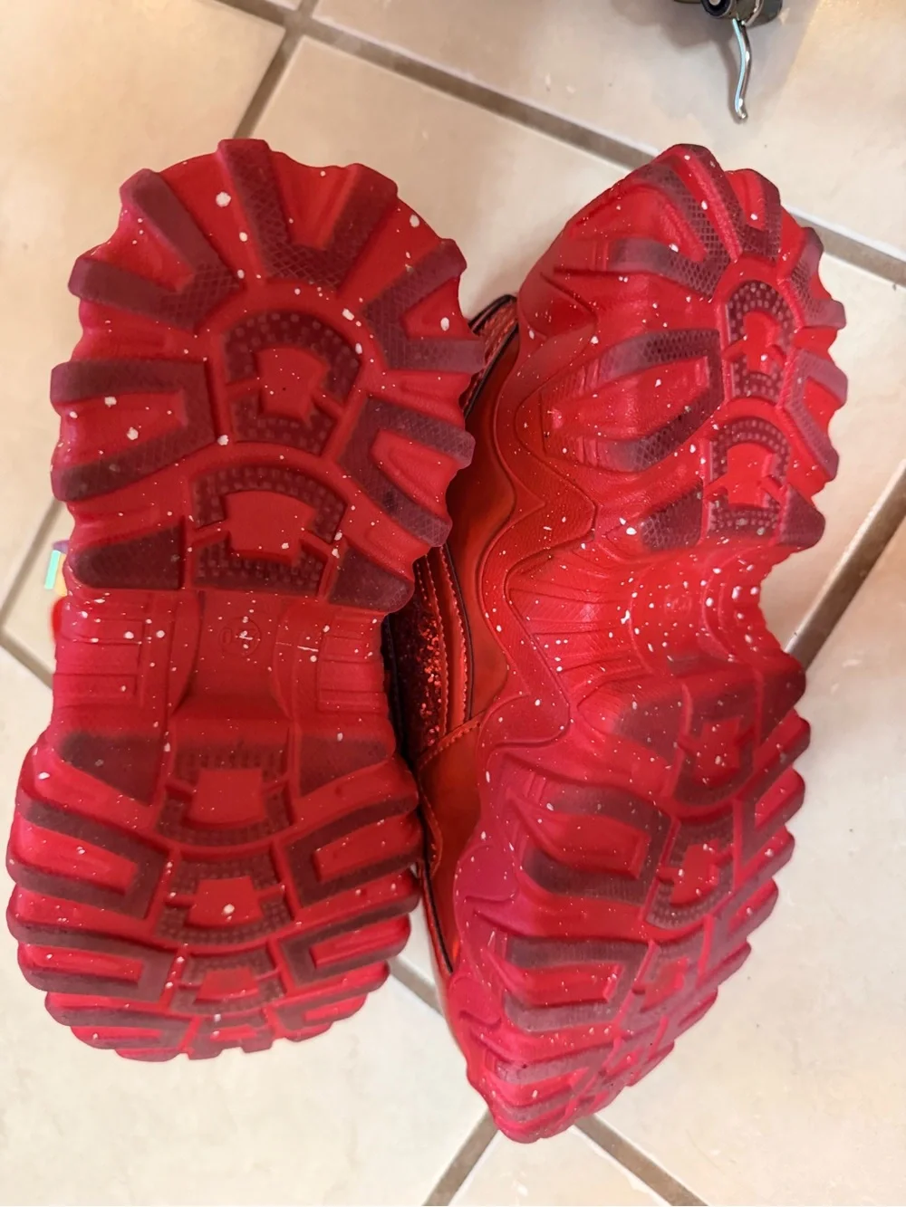 Vogue Red Glitter Chunky Sneakers